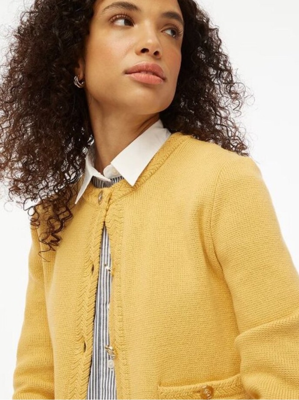 NWT J. Crew Yellow Button-Up Crewneck Cardigan (Small)